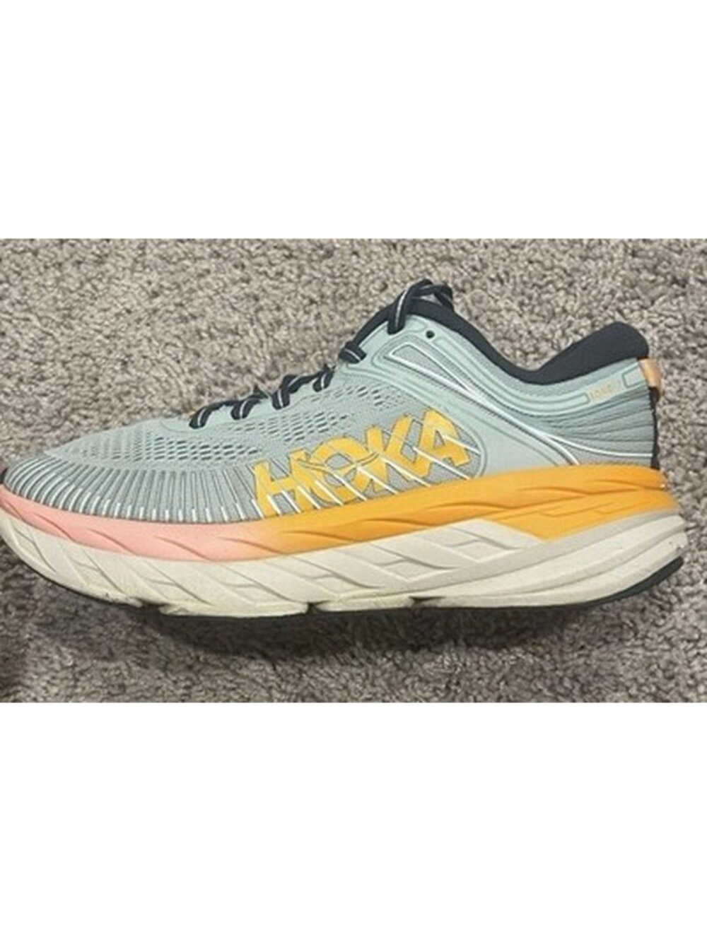 Hoka One One Bondi 7 Blue Haze Orange Pink Women's Size 8